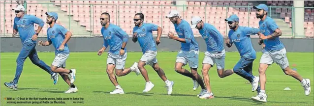  ?? AFP PHOTO ?? With a 1-0 lead in the five-match series, India want to keep the winning momentum going at Kotla on Thursday.