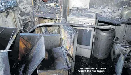  ?? Pictures: REUTERS, PA ?? The burnt-out kitchen where the fire began