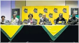  ?? Picture: ALON SKUY ?? TOP SIX: From left, Jessie Duarte, Gwede Mantashe, Baleka Mbete, Jacob Zuma, Cyril Ramaphosa and Zweli Mkhize