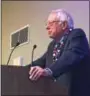  ?? KAITLYN FOTI - DIGITAL FIRST MEDIA ?? Bernie Sanders spoke Thursday morning to delegation­s staying at the DoubleTree in King of Prussia.