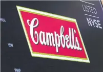  ?? RICHARD DREW/THE ASSOCIATED PRESS ?? Campbell Soup Co. shares fell by 44% over two years to the end of May, but are now up 23% on reports of a possible sale.