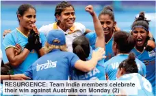  ??  ?? RESURGENCE: Team ndia embers elebrate th r wi against Austra a on onday (2)