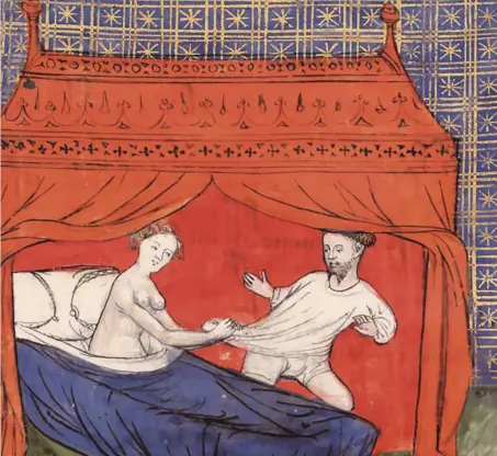  ?? ?? «Livre de Lancelot du Lac». Lancillott­o oppone un netto rifiuto alla richiesta della dama di entrare nel suo letto, Parigi, Bibliothèq­ue de l’Arsenal (1405)
IL MULINO