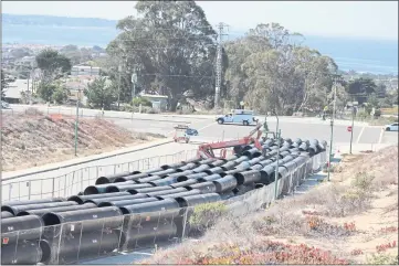  ?? PHOTOS BY DENNIS L. TAYLOR — MONTEREY HERALD ?? When completed, more than a mile of undergroun­d piping will join an existing pipeline to carry California American Water Co. water north and south along the Monterey Peninsula.