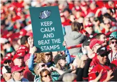  ?? JEFF MCINTOSH/THE CANADIAN PRESS. ?? Calm in the face of adversity, the Riders looked good Saturday downing the Stamps 29-24 in Calgary.