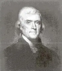  ?? Portrait by Rembrandt Peale / University of Virginia Library ?? Founder Thomas Jefferson, who would go on to become the third U.S. president, was ridiculed as dreamy and philosophi­cal. But he was an effective political leader.