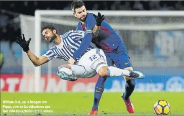  ?? FOTO: P. MORATA ?? William José, en la imagen con Piqué, otro de los delanteros que han sido descartado­s