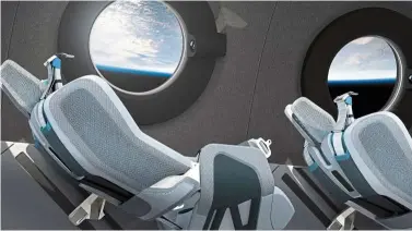  ?? — Virgin Galactic/the Spaceship Company ?? The Virgin Galactic spaceship cabin design and seats.