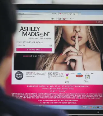  ?? THE ASSOCIATED PRESS/ FILES ?? Ashley Madison, a Canadian- owned dating service for married people seeking affairs, admits it suffered a cyberattac­k. Hackers claimed to have stolen confidenti­al customer informatio­n and threatened to publish it unless the company is shut down. Avid...