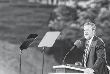  ?? Lathan Goumas / Associated Press ?? Liberty University president Jerry Falwell Jr. believes that Trump is a “dream” president for evangelica­ls.