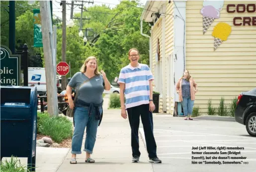  ?? HBO ?? Joel (Jeff Hiller, right) remembers former classmate Sam (Bridget Everett), but she doesn’t remember him on “Somebody, Somewhere.”