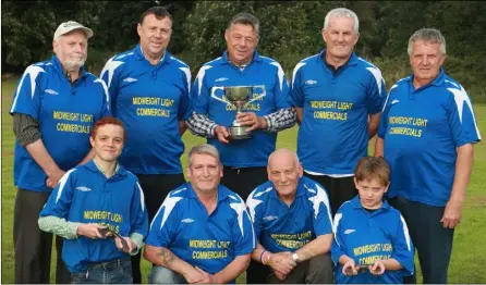  ??  ?? Pictured at the County Wexford Horseshoe Grounds in Ferns were the Woodsmen Horseshoe Club, Bunclody, All Ireland Club Div. 1 winners and All Ireland Div 1 County winners. Front row: county captain Gerry Connors, John Giltrap, Philip Mahon and Larry...