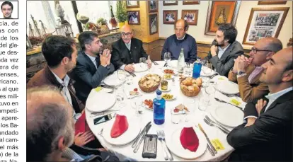  ??  ?? EN CASA JUAN. De izquierda a derecha: Javier Carrasco, Pablo Reyes, Juan Gutiérrez, Enrique García de Castro, Enrique Ojeda, Juanma Leiva, José Miguel Serrano y Jesús Mínguez.