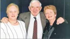  ?? ?? Jim Walsh, Deerpark, Fermoy with the president and vice-president, Mary Hayes and Kathleen O’Connor, of Fermoy Bridge Club at their 25th annual Bridge congress held in the SG1 Club in April 2002.