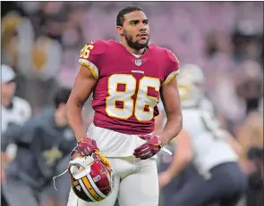  ?? JOHN MCDONNELL/WASHINGTON POST ?? Over six active seasons with Washington and one with San Francisco, tight end Jordan Reed played more than 11 games only three times. The ex-New London High great announced his retirement on Tuesday.