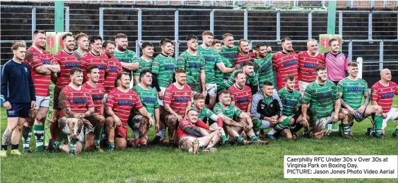  ?? ?? Caerphilly RFC Under 30s v Over 30s at Virginia Park on Boxing Day. PICTURE: Jason Jones Photo Video Aerial