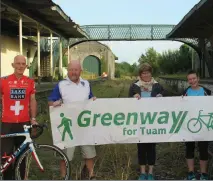  ??  ?? Brendan Monaghan (left) with Greenway supporters at Tuam Station.