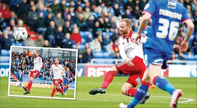  ?? PICTURES: Sport Image ?? ALL LEVEL: Matt Done of Sheffield Utd scores and celebrates his equalising goal