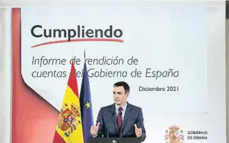  ?? EDUARDO PARRA / EP ?? Pedro Sánchez durant la compareixe­nça del 29 de desembre