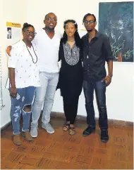  ??  ?? From left: artist Kelley-Ann Lindo, Blaqmango coordinato­r Winston Campbell, Artists Esther Chin and Errol Keane II.