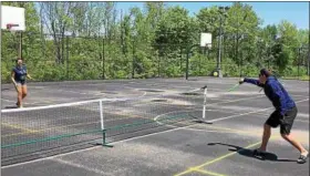  ?? SUBMITTED ?? The city of Chardon has painted pickleball lines on one of its basketball courts.