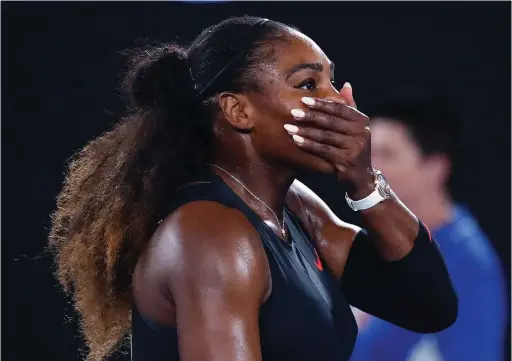  ?? PICTURE: AP ?? AMAZING: Serena Williams covers her face after defeating her sister, Venus, in the women’s singles final at the Australian Open tennis championsh­ips in Melbourne. A spokespers­on for Williams says the tennis star is pregnant. Earlier, Williams posted a...