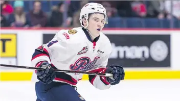  ?? MICHAEL BELL ?? The Canadiens’ gain is the Pats’ loss as Cale Fleury has signed a three-year NHL contract.