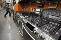  ?? STEVEN SENNE/AP 2020 ?? Stoves await buyers last fall at a Home Depot in Boston. Orders to U.S. factories for big-ticket goods shot up 3.4% in January, pulled up by surge in orders for civilian aircraft.