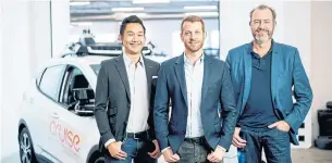  ?? NOAH BERGER THE ASSOCIATED PRESS ?? Dan Ammann , far right, will take on his new role as CEO of GM’s self-driving car business, San Francisco-based Cruise, effective Jan. 1.