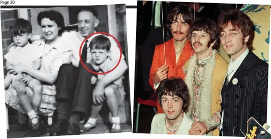  ?? ?? Love me do: Paul with his parents, the Beatles and, right, girlfriend Jane Asher and John Lennon’s son Julian