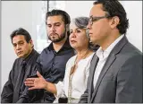  ?? LANNIS WATERS / THE PALM BEACH POST ?? Wendy Martinez’s dad, Juan Carlos Martinez Sr. (left); brother, Juan Carlos Martinez Jr.; mom, Cora Martinez; and fiancé, Daniel Hincapie, at Tuesday’s service.