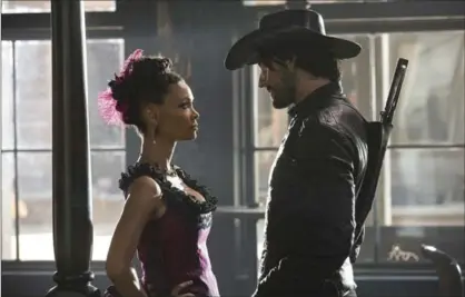  ?? JOHN P. JOHNSON/HBO, TNS ?? Thandie Newton and Rodrigo Santoro in "Westworld," an adult amusement park that caters to the fantasies of its guests.