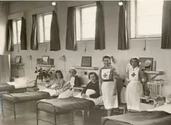  ??  ?? Hospital beds at Frobisher Hall, an accommodat­ion hostel for Swynnerton workers