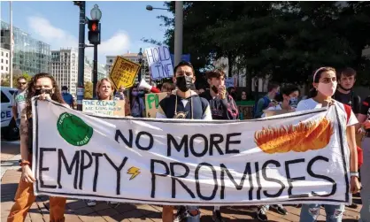  ?? Photograph: Allison Bailey/REX/Shuttersto­ck ?? Fridays for Future global climate strike in Washington, DC on 22 October 2021.