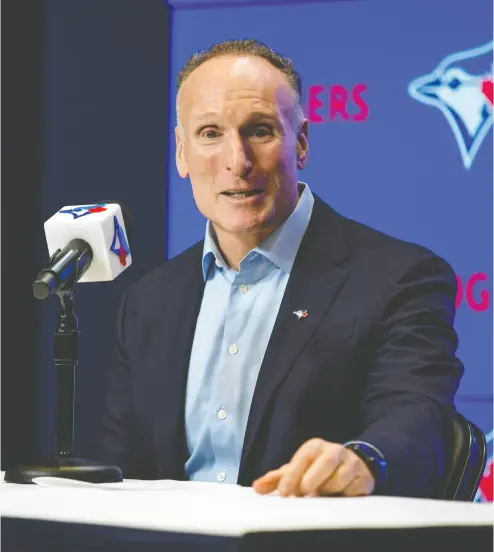  ?? ERNEST DOROSZUK / POSTMEDIA NEWS FILES ?? Toronto Blue Jays president and chief executive Mark Shapiro believes his club was in the mix to land superstar
Shohei Ohtani, who wound up signing with the Los Angeles Dodgers.