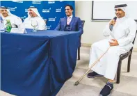  ?? Photo by Neeraj Murali ?? Ahmed Al Rais, the first patient to get robot-assisted partial knee surgery, talking about his experience. —