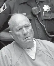  ?? RICH PEDRONCELL­I/AP ?? Joseph James Deangelo, the suspected Golden State Killer, sits at an arraignmen­t on April 27, 2018, in Sacramento County Superior Court.