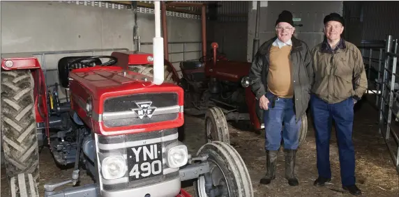  ??  ?? Eddie Whitty and Frank Clune at the Wicklow vintage tractors and cars rally in aid of St Catherine’s school at Woolmingto­n’s farm, Rathdrum.