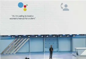  ?? THE ASSOCIATED PRESS ?? Google CEO Sundar Pichai speaks Tuesday at the Google I/O conference in Mountain View, Calif., Google put the spotlight on its artificial intelligen­ce smarts at its annual developers conference where it announced new features and services imbued with...