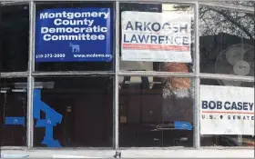  ?? MEDIANEWS GROUP PHOTO ?? Executive Director Brian Levy discovered the bullets in the front window of the Montgomery County Democratic Committee office Wednesday afternoon.