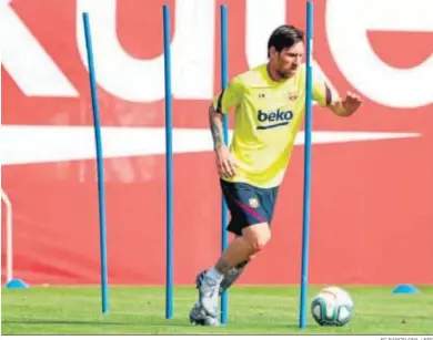  ?? FC BARCELONA / EFE ?? Lionel Messi, durante una sesión individual de entrenamie­nto en la ciudad deportiva Joan Gamper.