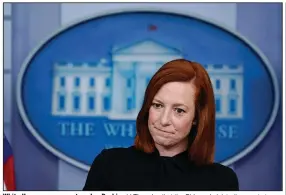  ?? (AP/Evan Vucci) ?? White House press secretary Jen Psaki said Thursday that the Biden administra­tion wants to see President Joe Biden’s infrastruc­ture initiative passed by summer despite staunch opposition from Republican lawmakers.