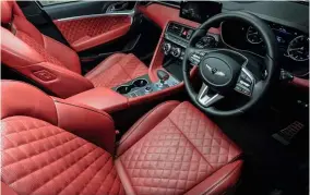  ?? ?? Above: distinctiv­e looks help the G70 stand out from the crowd; interior quality strong at this price, though quilted Sevilla Red nappa leather is a £2470 option