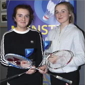  ??  ?? Valarie and Grace Guiney from Listowel who won Grade G Ladies Doubles Munster Badminton Championsh­ips at Killarney Sports and Leisure Centre last Sunday