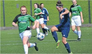  ??  ?? Tayside Ladies (blue) lost 5-2 to Stirling University Developmen­t in the Scottish Women’s League One North.
