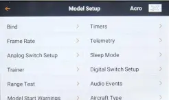  ??  ?? The Model Setup screen is used mainly when you set up a new aircraft.