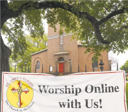  ?? SUSANWALSH/AP ?? Many churches such as St. Anne’s Episcopal Church in Annapolis, Md., began holding online worship services during the coronaviru­s pandemic.