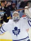  ?? GARY WIEPERT/THE ASSOCIATED PRESS ?? James Reimer has put up a 2.36 goals-against average and .917 save percentage through three appearance­s. Jonathan Bernier has a 3.26 GAA and .885 save percentage in three appearance­s.