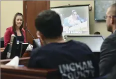  ?? MATTHEW DAE SMITH /LANSING STATE JOURNAL VIA AP ?? Former Olympian Aly Raisman confronts Larry Nassar in Circuit Judge Rosemarie Aquilina’s courtroom during the fourth day of a sentencing hearing for the former sports doctor, who pled guilty to multiple counts of sexual assault Friday in Lansing, Mich.