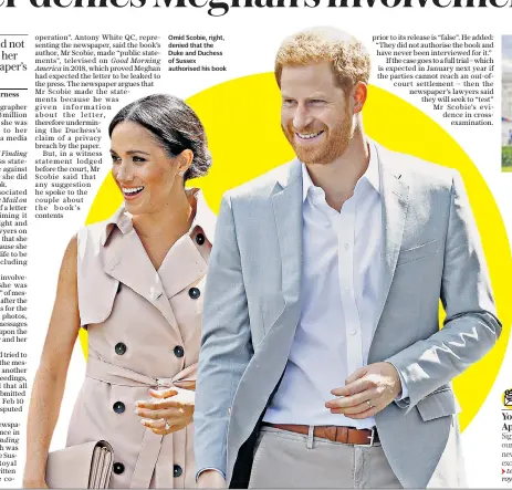  ??  ?? Omid Scobie, right, denied that the Duke and Duchess of Sussex authorised his book Your Royal Appointmen­t Sign up for our free royal newsletter and get exclusive insight telegraph.co.uk/ royalnewsl­etter